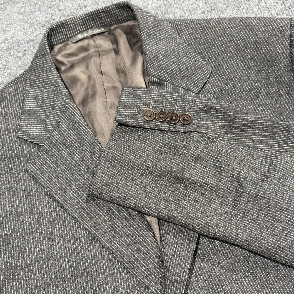 CANALI Siena Brown label Blazer US44R Pure wool blazer Gray Pinstripe Lt Flannel